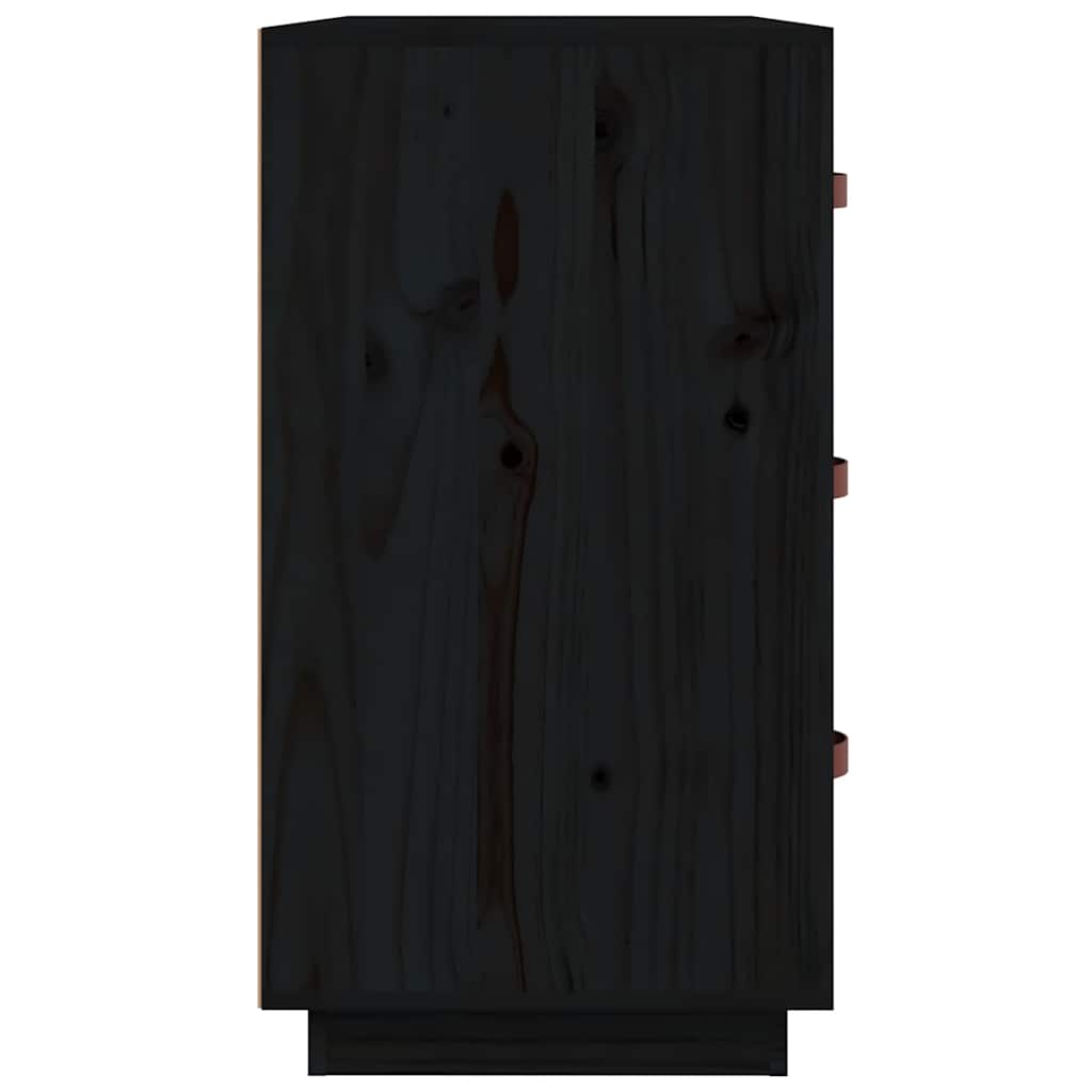 Sideboard Black 80x40x75 cm Solid Wood Pine