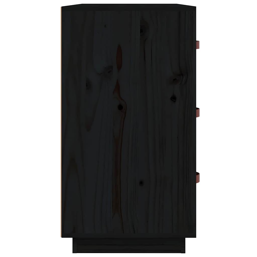 Sideboard Black 80x40x75 cm Solid Wood Pine