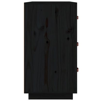 Sideboard Black 80x40x75 cm Solid Wood Pine