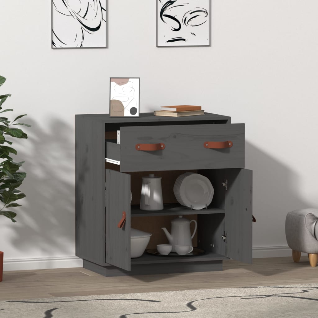 Sideboard Grey 65.5x40x75 cm Solid Wood Pine