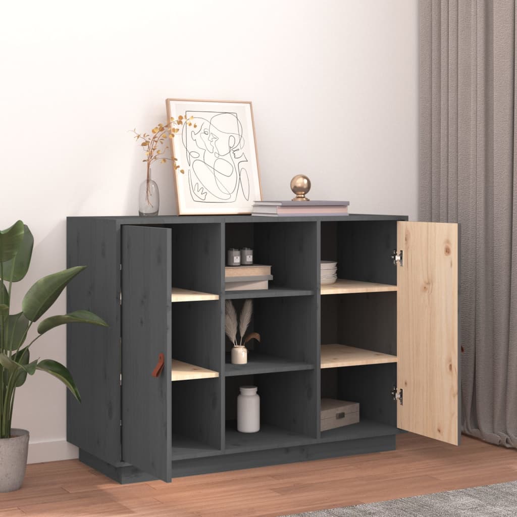 Sideboard Grey 100x40x75 cm Solid Wood Pine