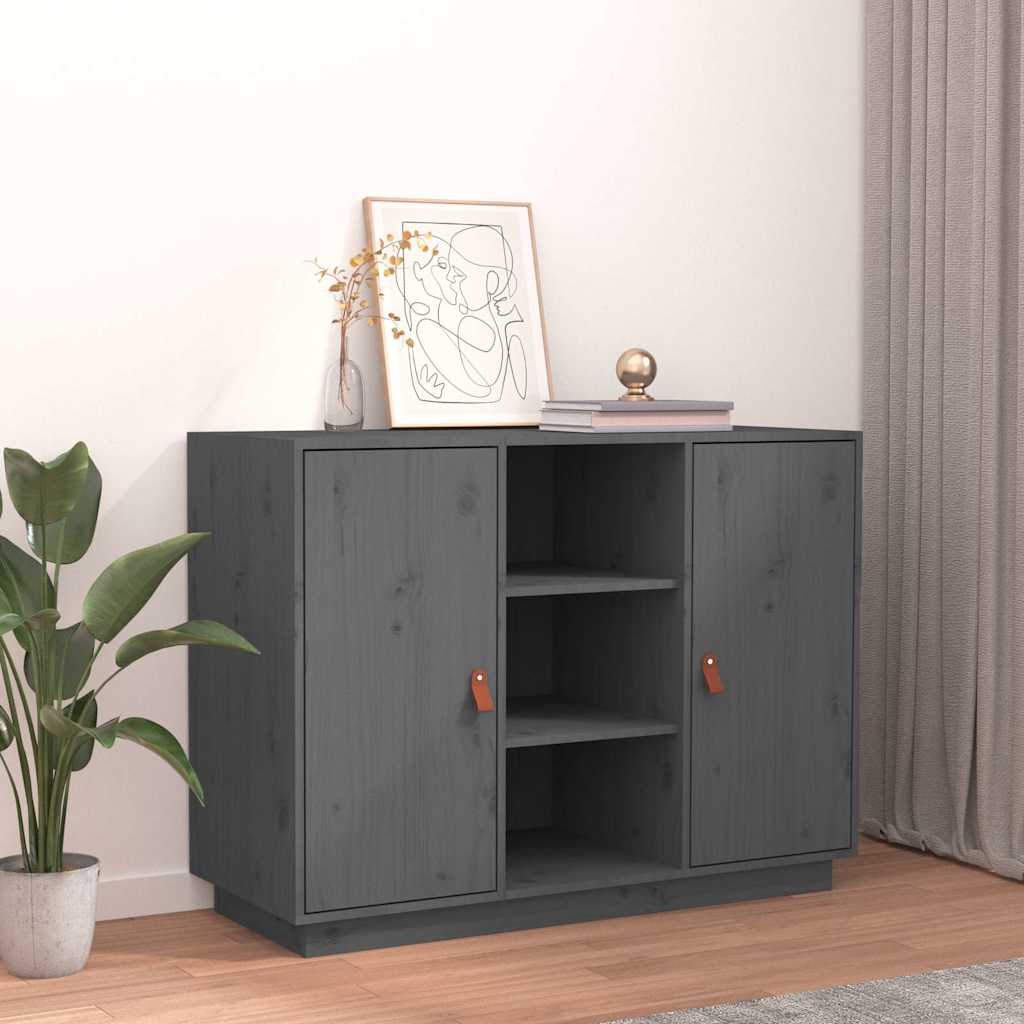 Sideboard Grey 100x40x75 cm Solid Wood Pine