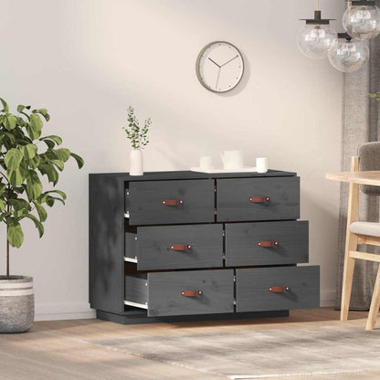 Sideboard Grey 100x40x75 cm Solid Wood Pine