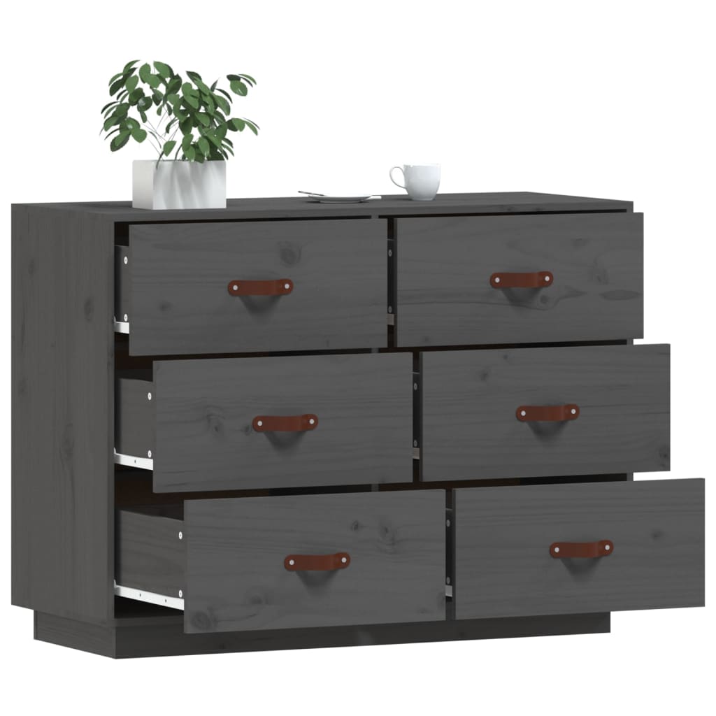 Sideboard Grey 100x40x75 cm Solid Wood Pine