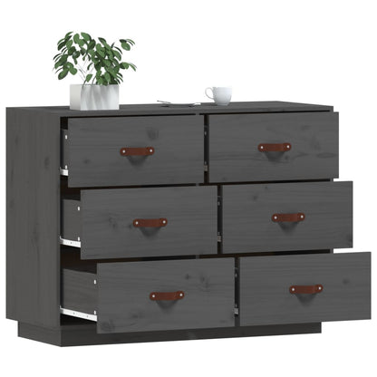 Sideboard Grey 100x40x75 cm Solid Wood Pine