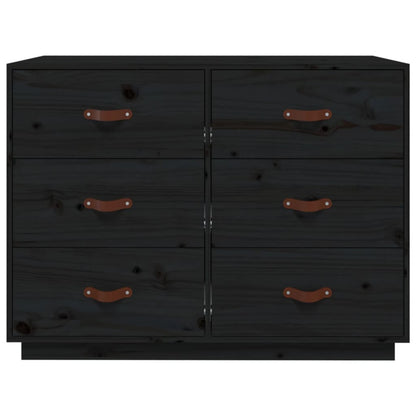 Sideboard Black 100x40x75 cm Solid Wood Pine