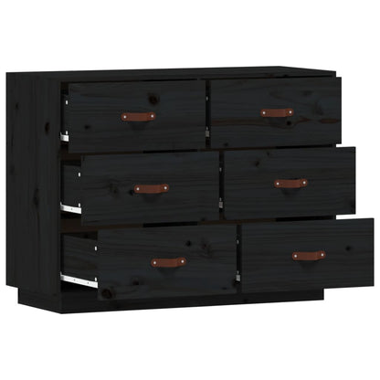 Sideboard Black 100x40x75 cm Solid Wood Pine
