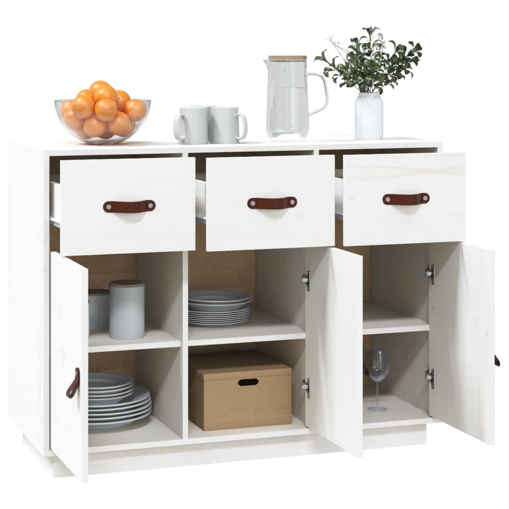 Sideboard White 100x40x75 cm Solid Wood Pine