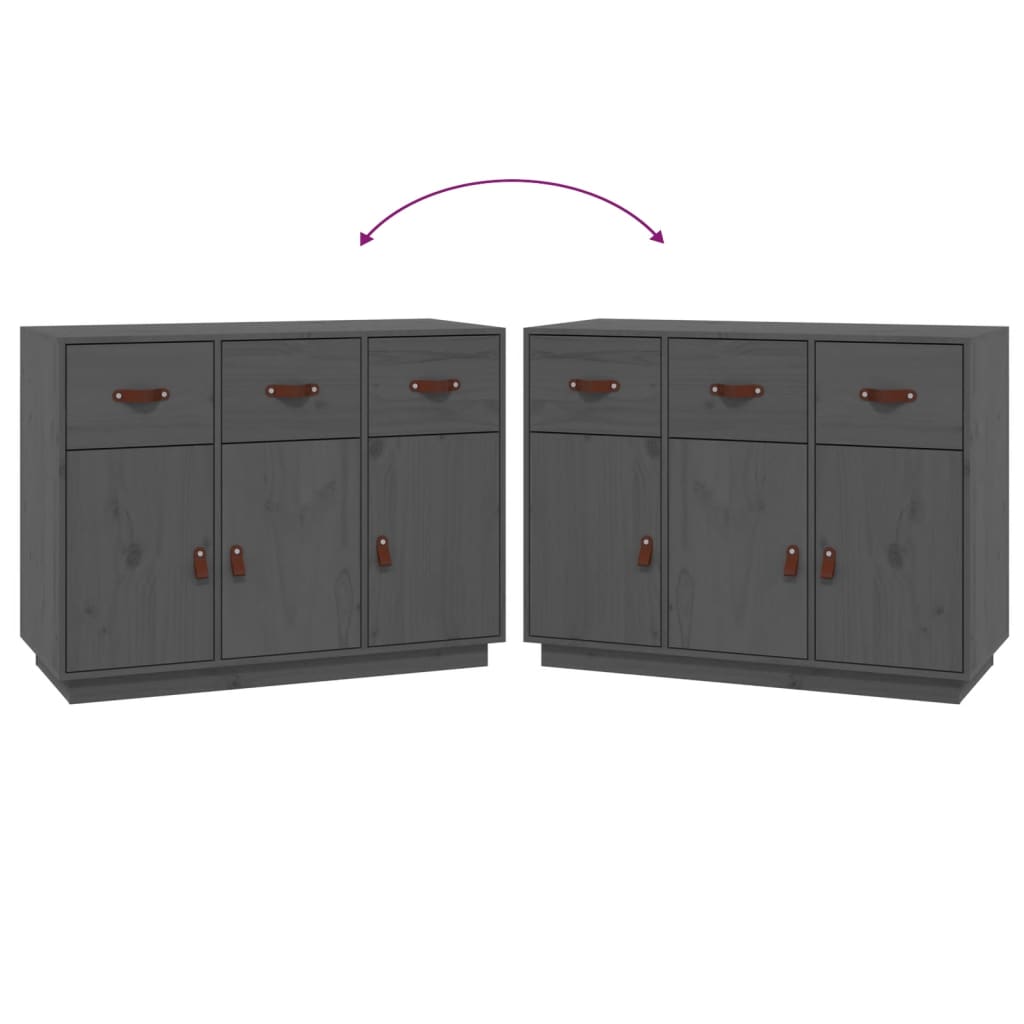 Sideboard Grey 100x40x75 cm Solid Wood Pine