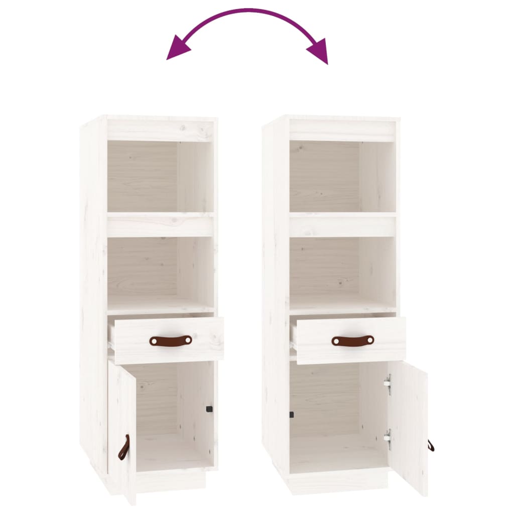 Highboard White 34x40x108,5 cm Solid Wood Pine