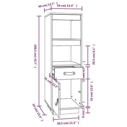 Highboard Grey 34x40x108,5 cm Solid Wood Pine