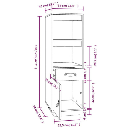 Highboard Grey 34x40x108,5 cm Solid Wood Pine