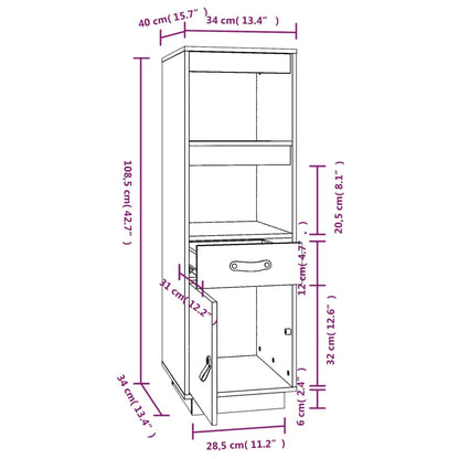 Highboard Honey Brown 34x40x108,5 cm Solid Wood Pine