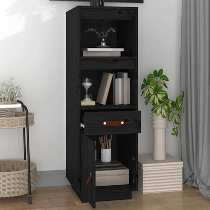 Highboard Black 34x40x108,5 cm Solid Wood Pine