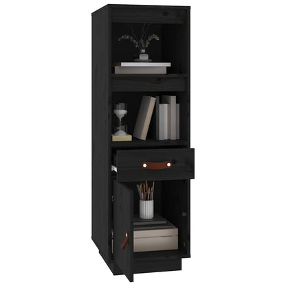 Highboard Black 34x40x108,5 cm Solid Wood Pine