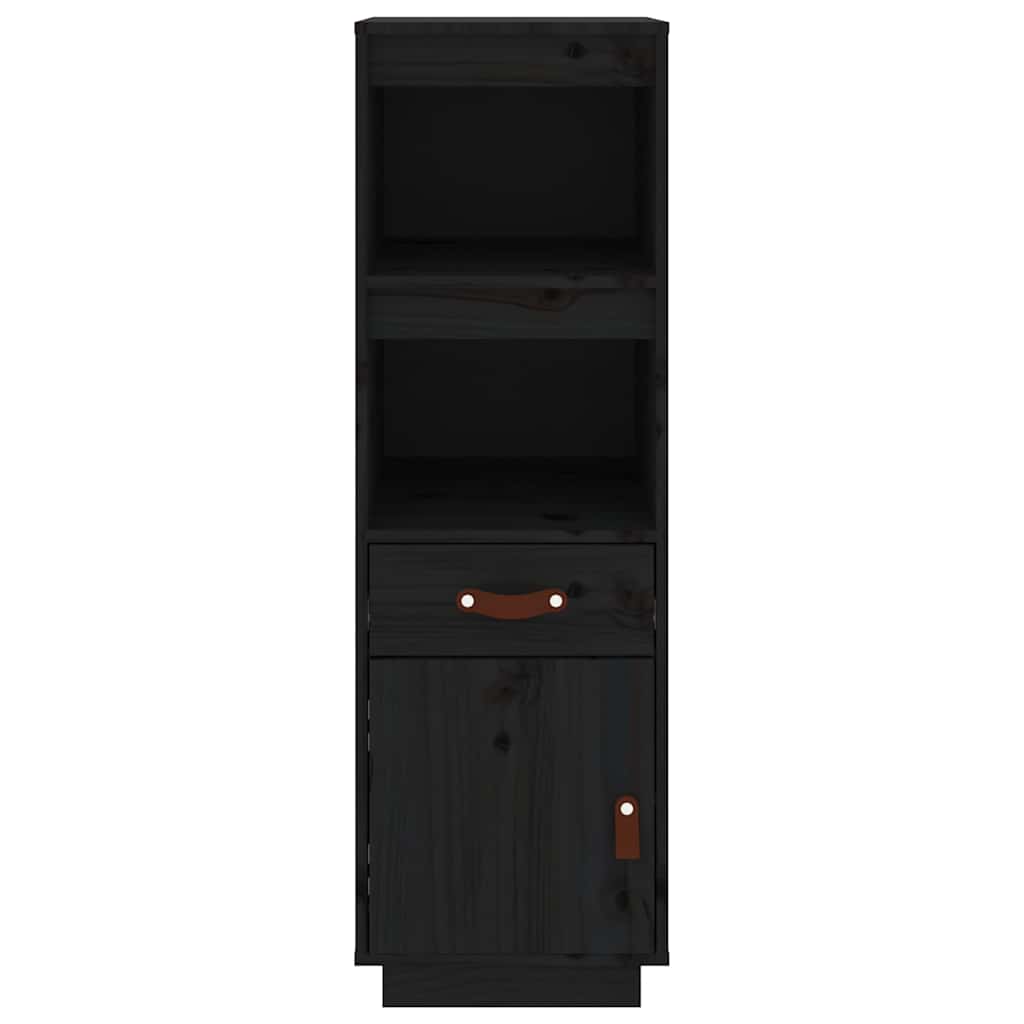 Highboard Black 34x40x108,5 cm Solid Wood Pine