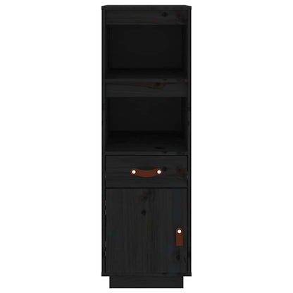 Highboard Black 34x40x108,5 cm Solid Wood Pine