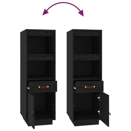 Highboard Black 34x40x108,5 cm Solid Wood Pine