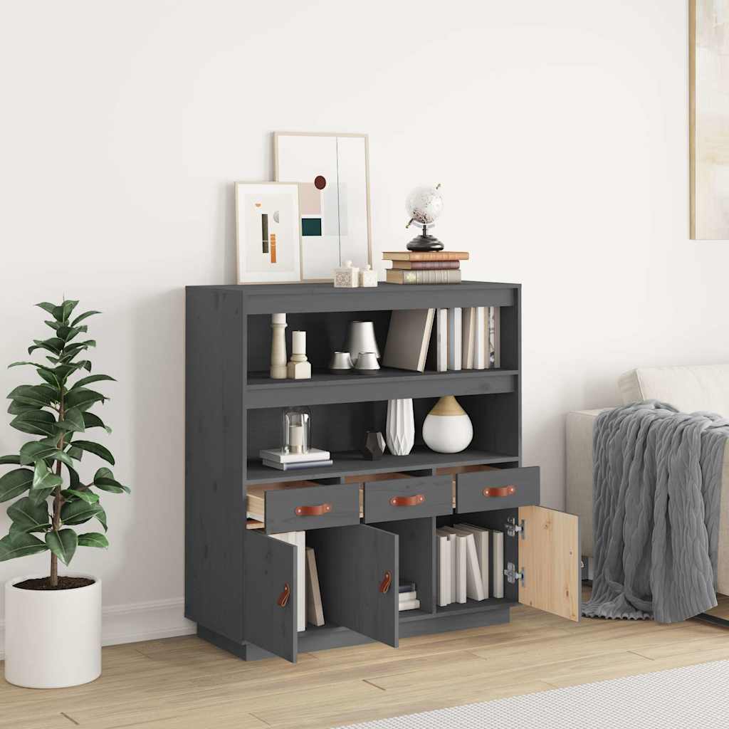 Highboard Grey 100x40x108,5 cm Solid Wood Pine