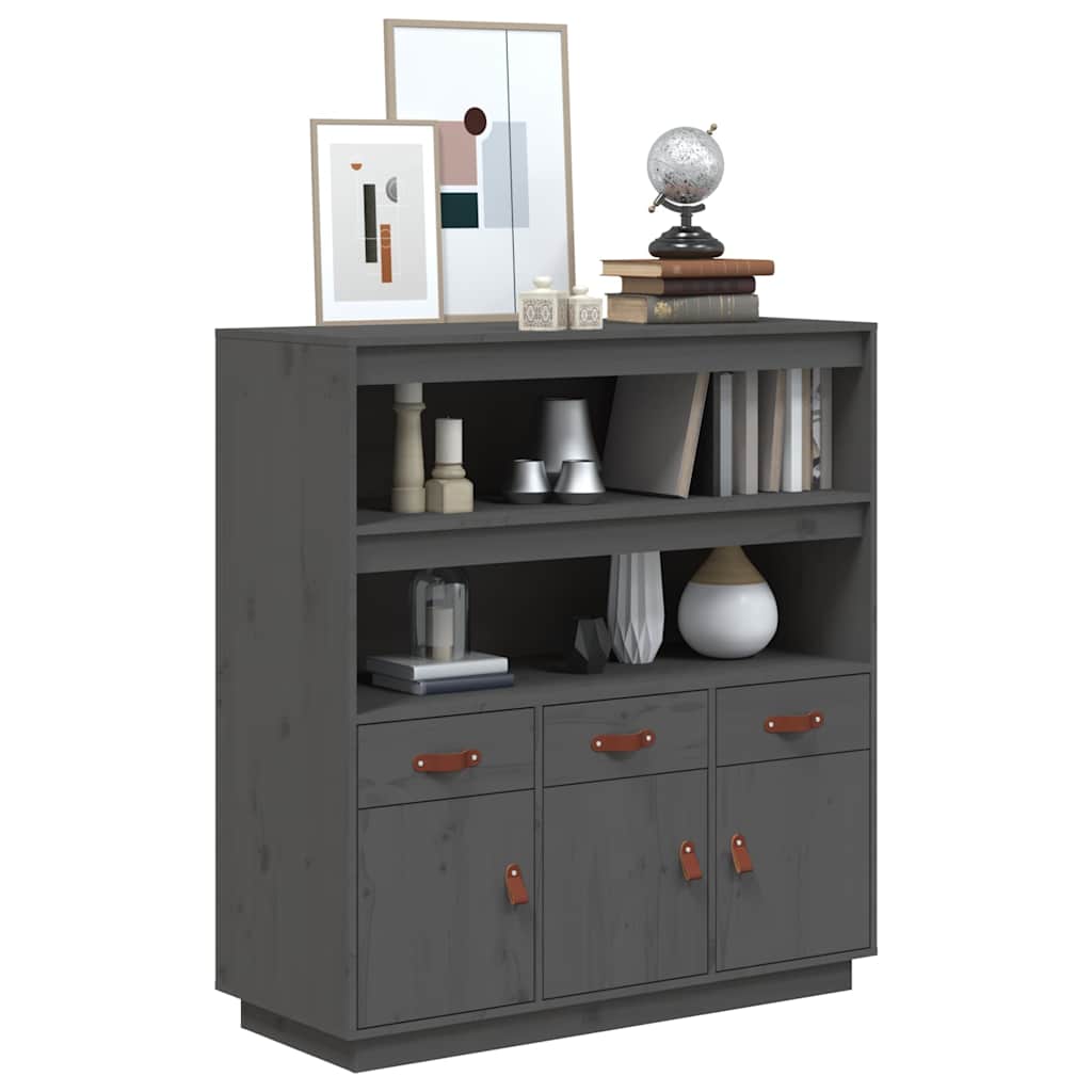 Highboard Grey 100x40x108,5 cm Solid Wood Pine