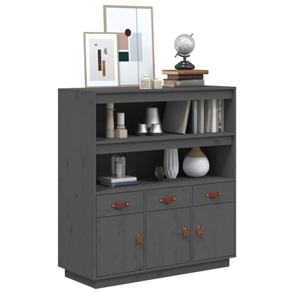 Highboard Grey 100x40x108,5 cm Solid Wood Pine