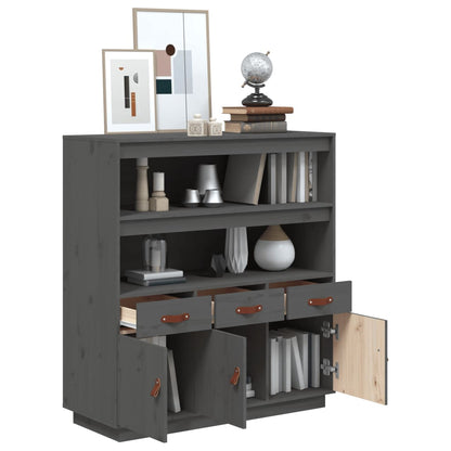 Highboard Grey 100x40x108.5 cm Solid Wood Pine