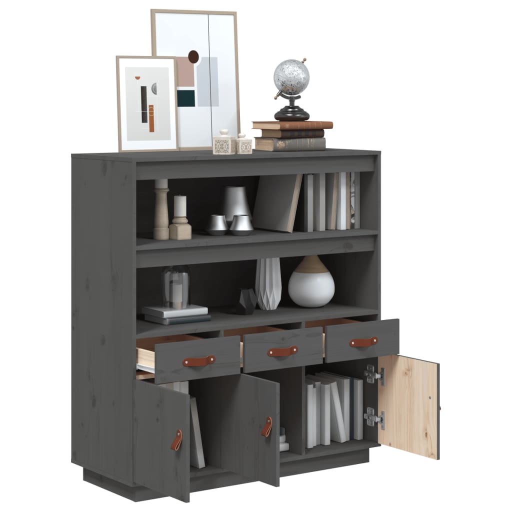 Highboard Grey 100x40x108,5 cm Solid Wood Pine