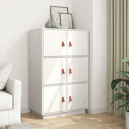 Highboard White 67x40x108,5 cm Solid Wood Pine