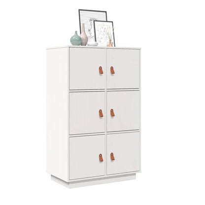 Highboard White 67x40x108,5 cm Solid Wood Pine