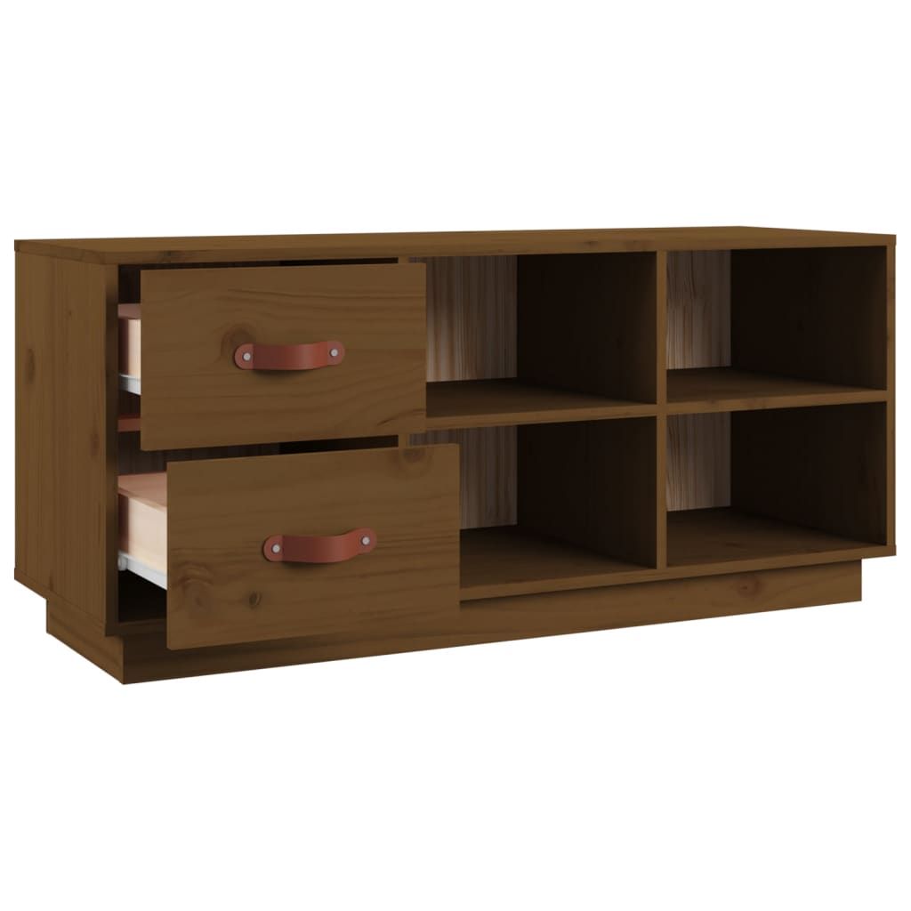 Shoe Bench Honey Brown 100x34x45 cm Solid Wood Pine