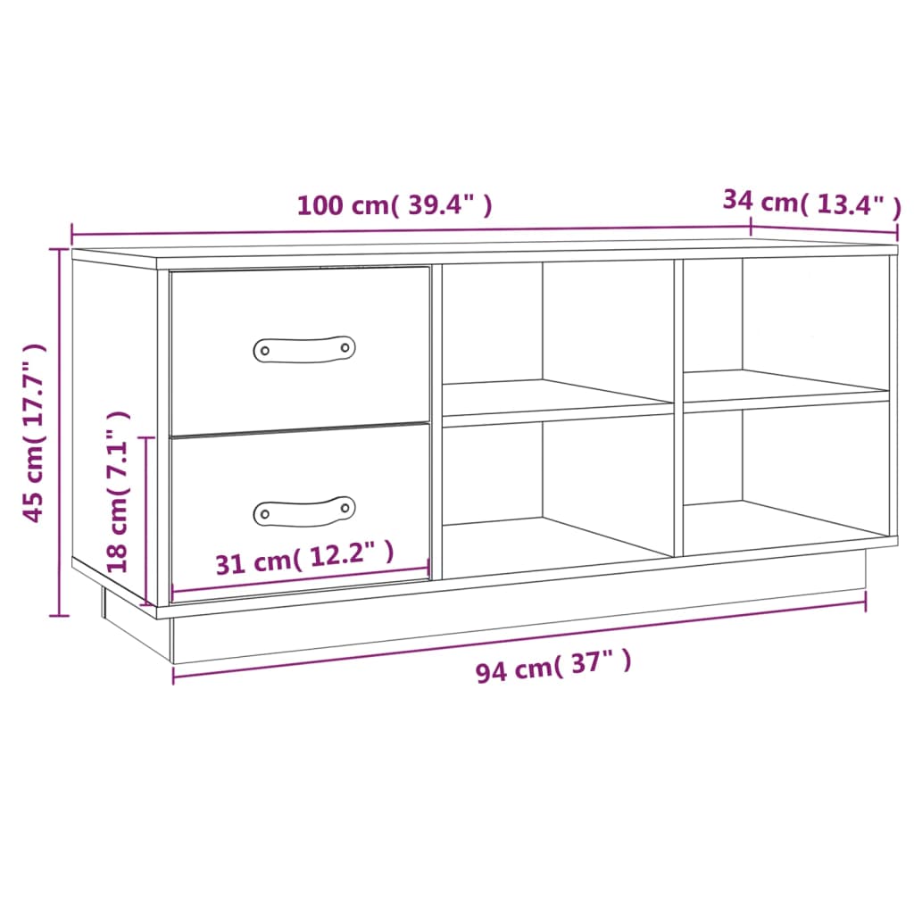 Shoe Bench Black 100x34x45 cm Solid Wood Pine