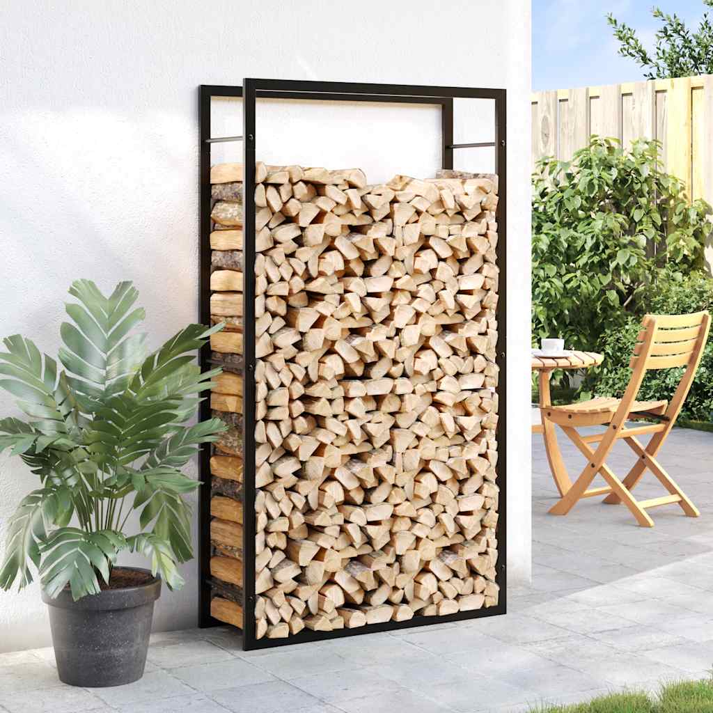 Firewood Rack Matt Black 80x28x154 cm Steel