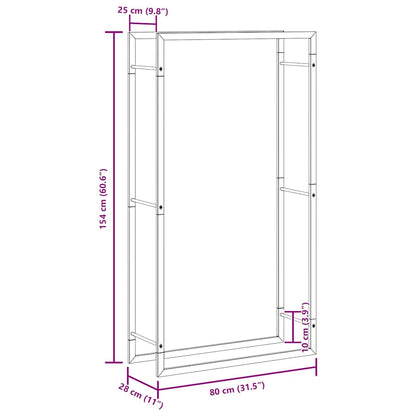 Firewood Rack Matt Black 80x28x154 cm Steel