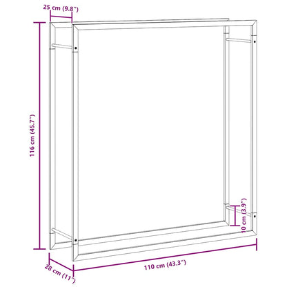 Firewood Rack Matt Black 110x28x116 cm Steel