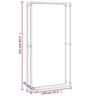 Firewood Rack Matt Black 110x28x214 cm Steel