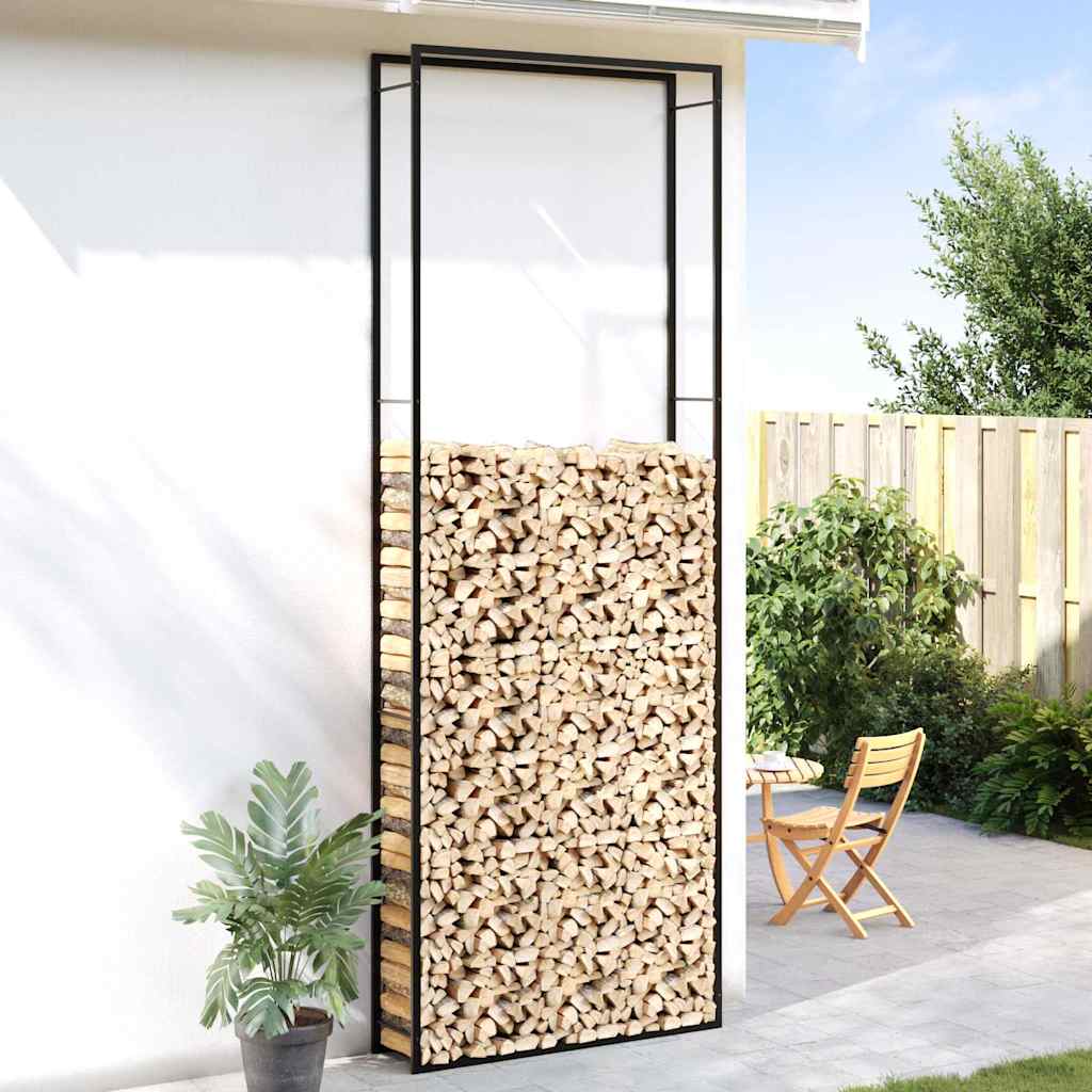 Firewood Rack Matt Black 110x28x312 cm Steel