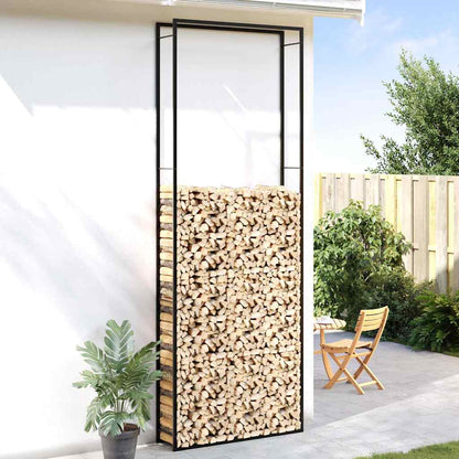 Firewood Rack Matt Black 110x28x312 cm Steel
