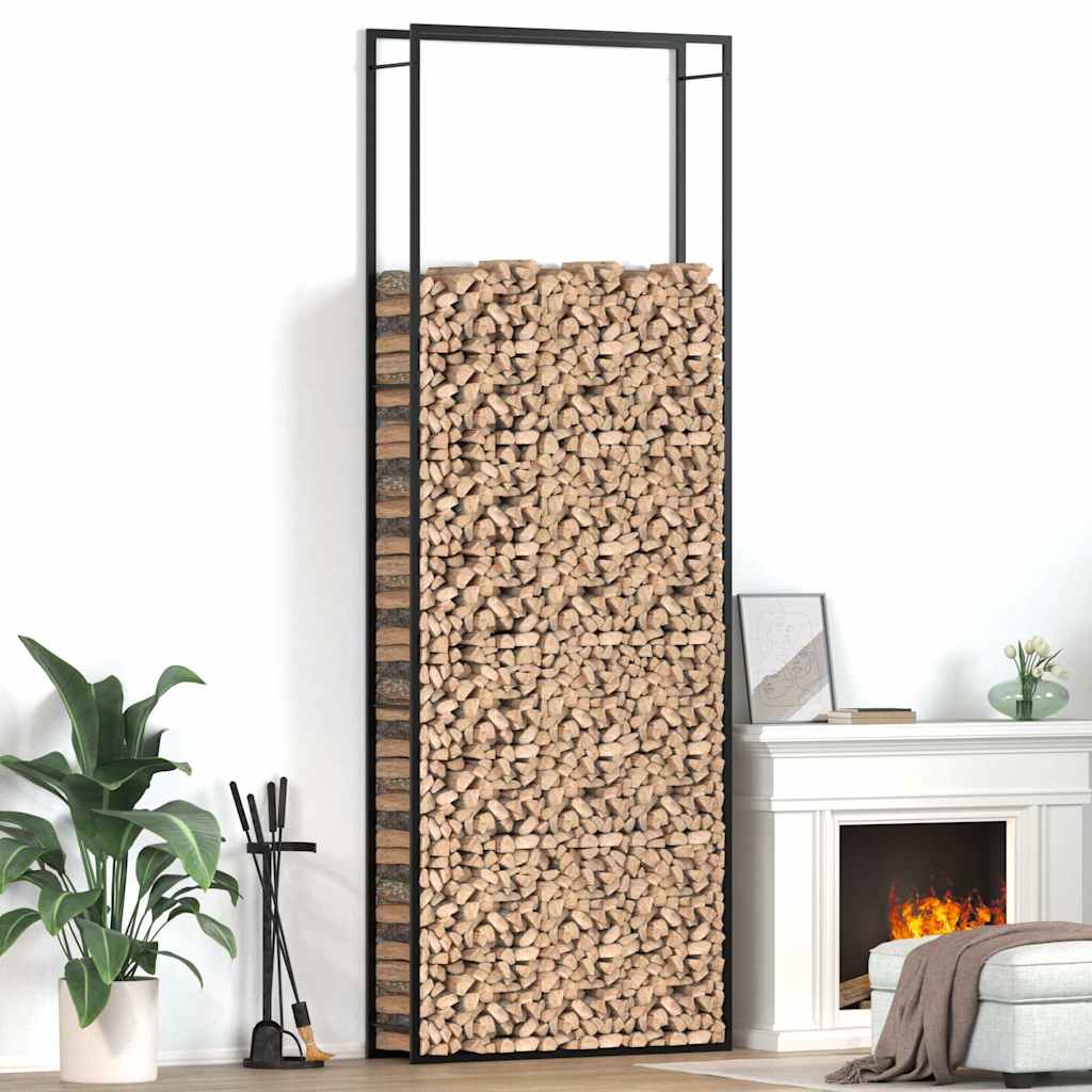 Firewood Rack Matt Black 110x28x312 cm Steel