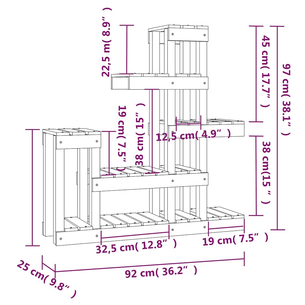 Plant Stand White 92x25x97 cm Solid Wood Pine