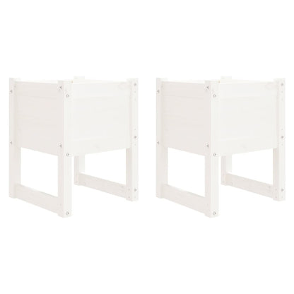 Planters 2 pcs White 40x40x52.5 cm Solid Wood Pine