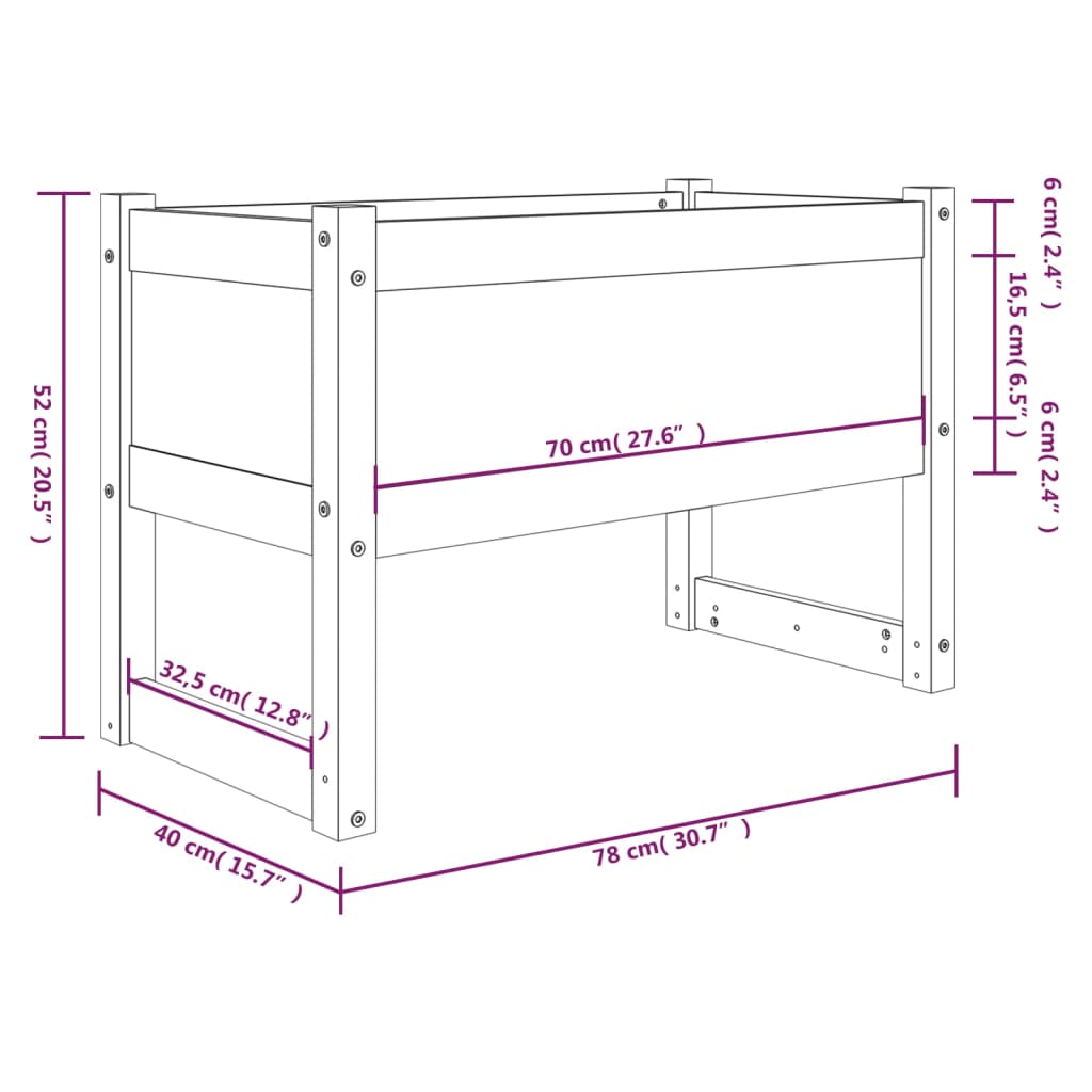 Planter White 78x40x52 cm Solid Wood Pine