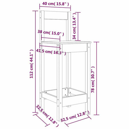 Bar Chairs 2 pcs 40x41,5x112 cm Solid Wood Pine