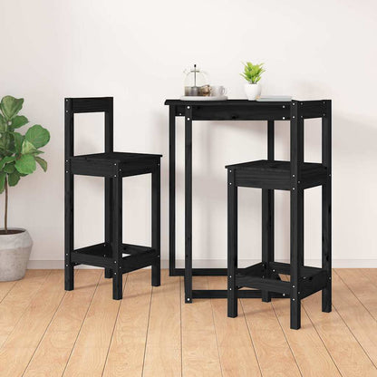 Bar Chairs 2 pcs Black 40x41,5x112 cm Solid Wood Pine
