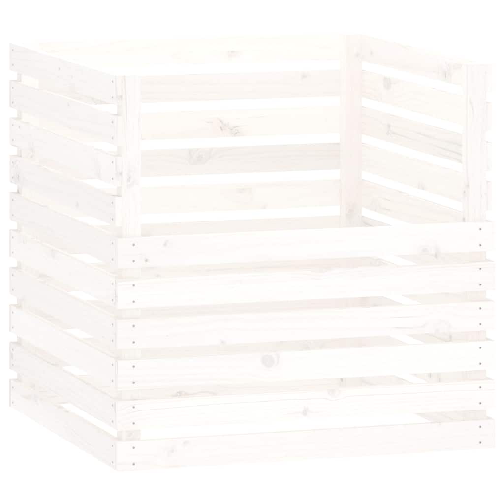 Composter White 80x80x78 cm Solid Wood Pine