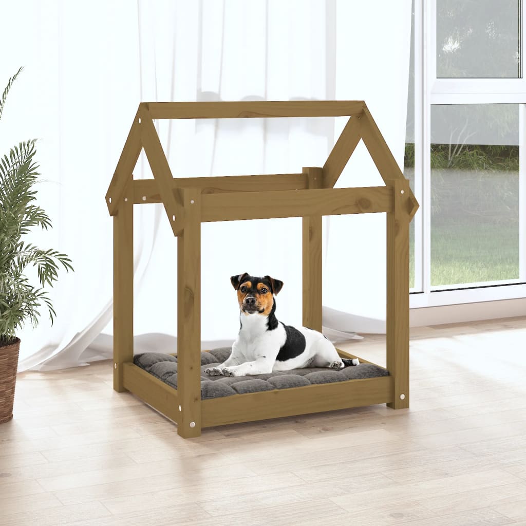 Dog Bed | Honey Brown | Solid pine wood | 61x50x70 cm | Simple | Dog Bed