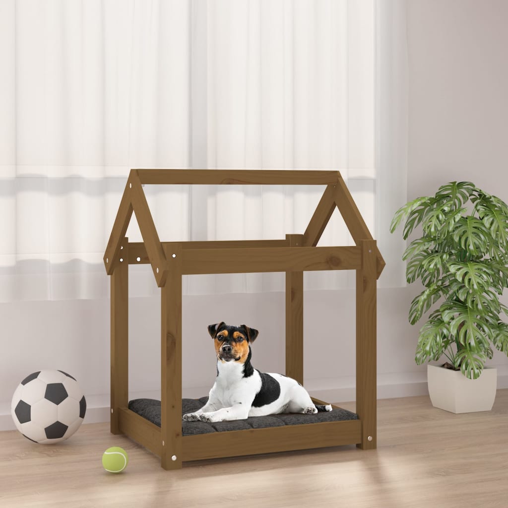 Dog Bed | Honey Brown | Solid pine wood | 61x50x70 cm | Simple | Dog Bed