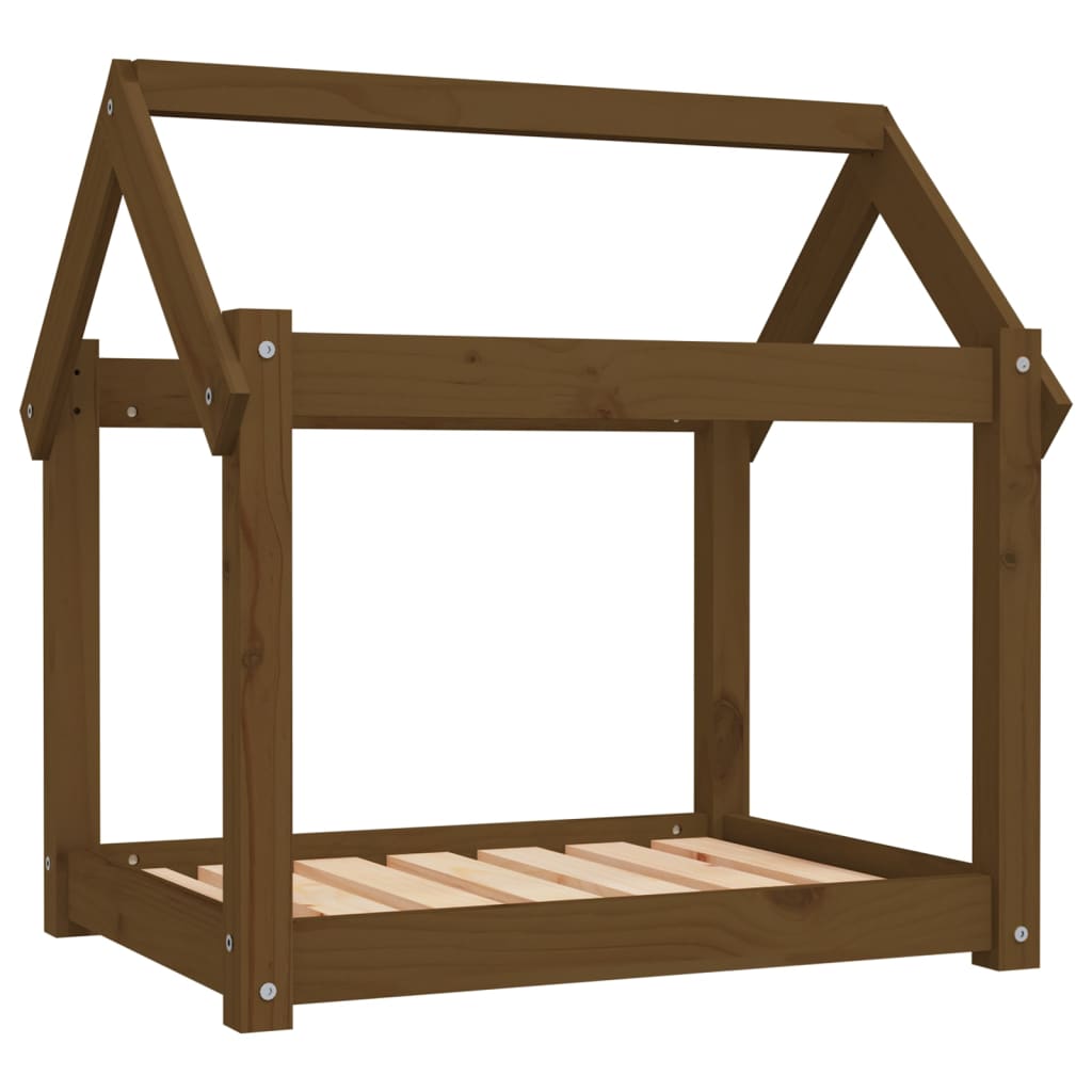 Dog Bed | Honey Brown | Solid Pine Wood | Medium | Dog Bed | Rectangular