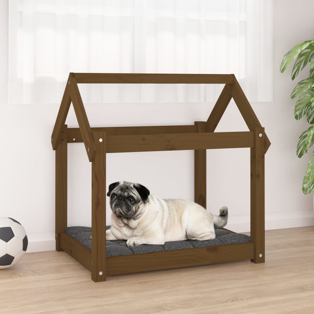 Dog Bed | Honey Brown | Solid Pine Wood | Medium | Dog Bed | Rectangular