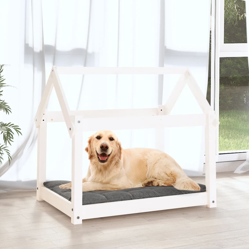 Dog Bed White 81x60x70 cm Solid Wood Pine