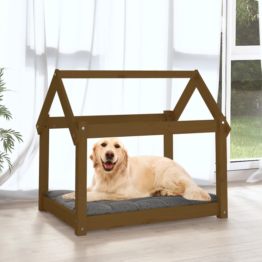 Dog Bed | Honey Brown | Solid Pine Wood | 81x60x70 cm | Durable | Dog Bed